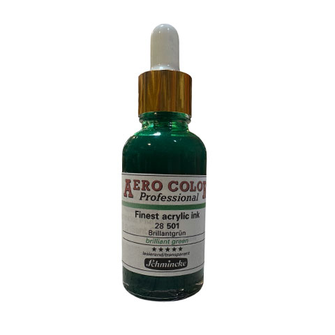 Schmincke Aero Color Akrilik Mürekkep 501 Brilliant Green 30ml Doldurma