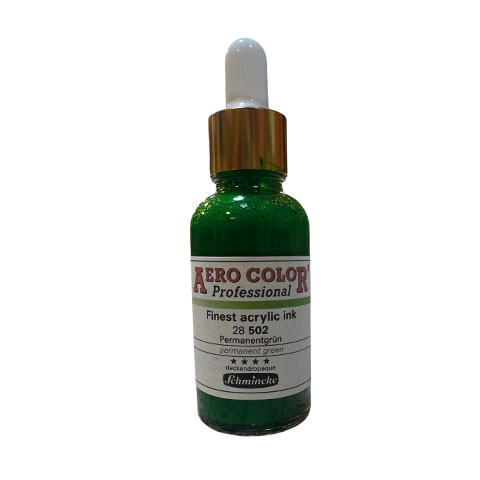Schmincke Aero Color Akrilik Mürekkep 502 Permanent Green 30ml Doldurma